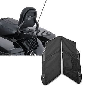 Set: Sissy Bar CXS Fix für Harley Street Glide 14-21 mit Gepäckträger schwarz Craftride + Seitenkoffer Organizer WL für Harley Street Glide 14-21 Satteltaschen Innenwand Craftride schwarz_1