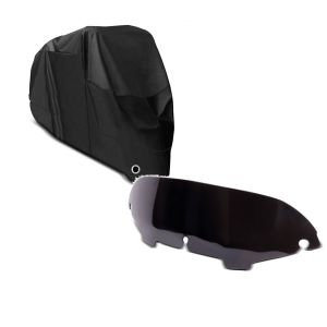 Set: Abdeckplane Harley Electra Glide Ultra Classic / Limited Craftride XXXXL in schwarz + Windschild 4,5" für Harley Electra Glide Ultra Classic 96-13 schwarz Craftride_1