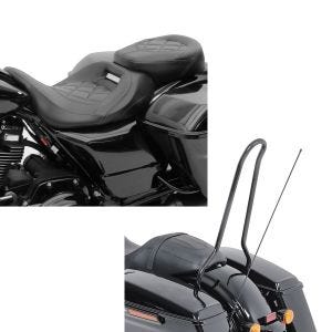 Set: Sitzbank für Harley Street Glide Special 15-21 Craftride RH3 schwarz + Sissybar für Harley Street Glide Special 15-21 Craftride Solo schwarz_1