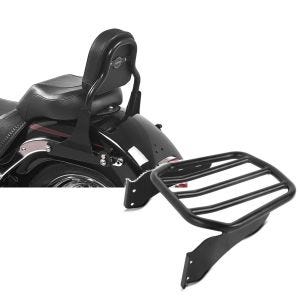 Set: Sissy Bar für Harley Davidson Fat Boy Special/ Lo 10-17 CSS schwarz Craftride + Gepäckträger für Harley-Davidson Softail 06-17 schwarz Craftride_1