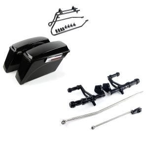Set: Seitenkoffer Set für Harley Dyna Street Bob 08-17 DY1 Craftride + Vorverlegte Fußrastenanlage für Harley Dyna Street Bob 06-17 Craftride schwarz_1