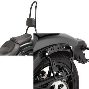 Set: Sissy Bar XL3 für Kawasaki Vulcan S / Café 15-21 schwarz Craftride + Satteltaschenhalter für Kawasaki Vulcan S / Café 15-20 links Satteltaschen Abstandshalter Craftride_1