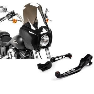 Set: Frontverkleidung für Harley Dyna Street Bob 06-17 Craftride MG5 mit Scheibe schwarz-rauchgrau + Bremshebel und Kupplungshebel Set Edge Cut Harley Davidson Dyna Street Bob 06-17 schwarz Craftride_1