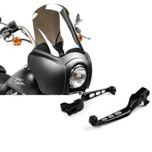 Set: Frontverkleidung für Harley Dyna Street Bob 06-17 Craftride MG5 mit Scheibe schwarz-matt rauchgrau + Bremshebel und Kupplungshebel Set Edge Cut Harley Davidson Dyna Street Bob 06-17 schwarz Craftride_1