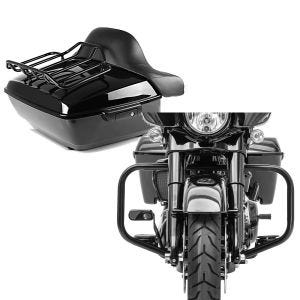 Set: Topcase King NLB für Harley Davidson Street Glide 14-21 Craftride + Sturzbügel für Harley Davidson Street Glide 09-21 Craftride TR2 schwarz_1