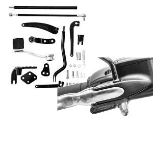 Set: Vorverlegte Fussrastenanlage für Harley Davidson Dyna Street Bob 06-17 Craftride RR1 + LED Lenkerblinker für Harley Davidson Dyna Street Bob Lumitecs Blinker M2 getönt_1