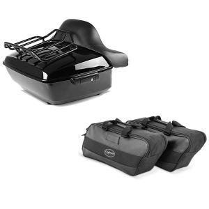 Set: Topcase King NLB für Harley Davidson Street Glide 14-21 Craftride + Innentasche Seitenkoffer für Harley Street Glide 06-21 Craftride 19Ltr schwarz_1