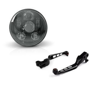 Set: Hauptscheinwerfer LED 5,75 Zoll für Harley Dyna Street Bob 06-17 schwarz von Craftride + Bremshebel und Kupplungshebel Set Edge Cut Harley Davidson Dyna Street Bob 06-17 schwarz Craftride_1