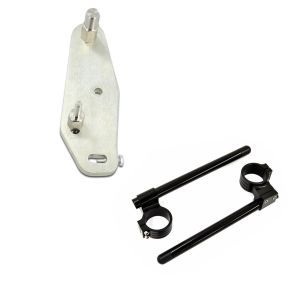Set: Adapterplatte für ConStands Power Honda Africa Twin Adventure Sports 1100 20-21 + Stummellenker 22mm Clip-On 41mm mit 30mm Erhöhung Lenker Zaddox Alu in schwarz_1