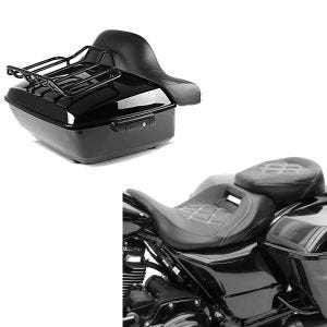 Set: Topcase King NLB für Harley Davidson Street Glide Special 15-21 Craftride + Sitzbank für Harley Street Glide Special 15-21 Craftride RH3 schwarz-rot_1