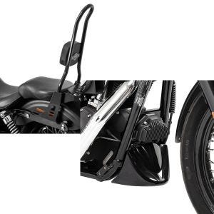 Set: Sissybar Harley Davidson Dyna Street Bob 06-08 Harley Davidson Craftride Fast Rider-XL inkl. Gepäckträger schwarz + Bugspoiler für Harley Davidson Dyna Street Bob 06-17 Craftride_1
