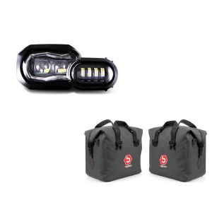 Set: LED Scheinwerfer für BMW F 800 GS / Adventure 08-18 Hauptscheinwerfer mit ECE Lumitecs QL2 + Aluminium Koffer Innentasche für BMW F 800 GS / Adventure 08-18 rechts und links Bagtecs_1