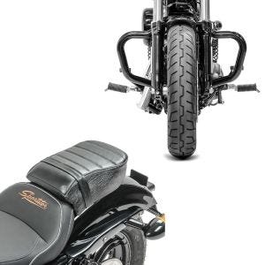 Set: Sturzbügel Mustache für Harley Sportster 883 Iron 09-20 Schutzbügel schwarz Craftride + Sozius Sitz mit Polsterung für Harley Sportster Forty-Eight 48/ 883 Iron Craftride_1