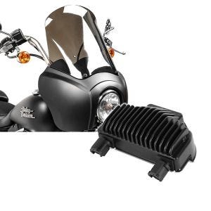 Set: Frontverkleidung für Harley Dyna Street Bob 06-17 Craftride MG5 mit Scheibe schwarz-matt rauchgrau + Spannungsregler für Harley-Davidson Dyna Street Bob 08-17 Gleichrichter Laderegler Craftride_1