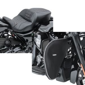 Set: Sitzbank für Harley Street Glide Special 15-21 Craftride TG3 in schwarz + Sturzbügel Spritzschutz für Harley Street Glide Special 15-21 Beinwärmer Craftride_1