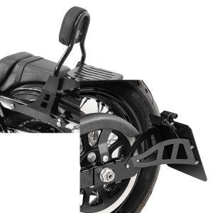 Set: Sissybar Harley Davidson Dyna Fat Bob 10-17 Craftride Fast Driver-M inkl. Gepäckträger schwarz + Seitlicher Kennzeichenhalter für Harley Davidson Dyna Fat Bob 08-17 Craftride schwarz_1