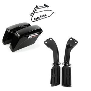 Set: Seitenkoffer Set für Harley Dyna Street Bob 08-17 DY1 Craftride + Sozius Fussrasten Set mit Halter für Harley Dyna Street Bob 06-17 BL1 schwarz Craftride_1