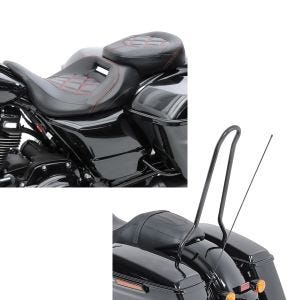Set: Sitzbank für Harley Street Glide Special 15-21 Craftride RH3 schwarz-rot + Sissybar für Harley Street Glide Special 15-21 Craftride Solo schwarz_1