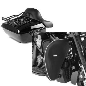 Set: Topcase King NLB für Harley Davidson Street Glide 14-21 Craftride + Sturzbügel Spritzschutz für Harley Street Glide 06-21 Beinwärmer Craftride_1
