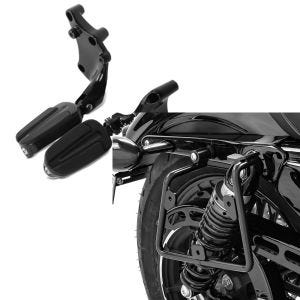 Set: Sozius Fußrasten für Harley Sportster 883 Iron 14-20 Craftride mit Halter in schwarz + Satteltaschenhalter für Harley Sportster 883 Iron 16-20 rechts Craftride_1