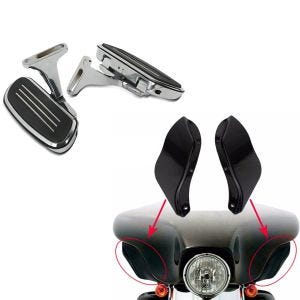 Set: Beifahrer Trittbretter + Halter CF2S für Harley Street Glide 06-21 Craftride + Seitlicher Spoiler für Harley Street Glide 06-13 schwarz Craftride_1