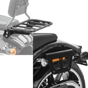 Set: Gepäckträger für Sissybar für Harley Breakout / Fat Boy / 114 18-21 schwarz Craftride + Satteltaschenhalter für Harley Breakout/ 114 18-21 links abnehmbar Craftride_1