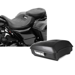 Set: Sitzbank für Harley Street Glide Special 15-21 Craftride RH3 schwarz + Topcase Razor für Harley Street Glide Special 15-21 schwarz matt LC Craftride_1