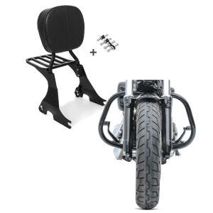 Set: Sissybar für Harley Davidson Sportster 883 Iron 09-20 Craftride inkl. Gepäckträger und Docking Kit schwarz + Sturzbügel für Harley Davidson Sportster 883 Iron 09-20 HS5 schwarz Craftride_1