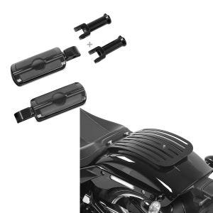 Set: Sozius Fussrasten mit Halter für Harley Softail 18-21 Craftride SF6 schwarz + Gepäckträger für Harley Fat Boy / 114 18-21 Solo Rack L1 Gepäckbrücke Craftride_1