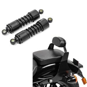Set: Stoßdämpfer 11 Zoll Harley Sportster 883 Iron Federbeine von Craftride schwarz + Sissybar Harley Sportster 883 Iron 09-20 Craftride Fast Driver-XS schwarz_1