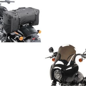 Set: Lampenmaske MG5 für Harley Softail Street Bob 18-20 Lampen Verkleidung rauchgrau Craftride + Hecktasche für Harley Softail Street Bob SQ1 Craftride 52l schwarz_1
