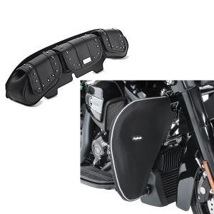 Set: Windschild Tasche RV für Harley Davidson Street Glide 06-13 Craftride + Sturzbügel Spritzschutz für Harley Street Glide 06-21 Beinwärmer Craftride_1
