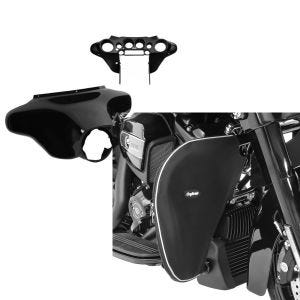 Set: Batwing Verkleidung für Harley Davidson Street Glide 06-13 Craftride Innen und Aussen schwarz + Sturzbügel Spritzschutz für Harley Street Glide 06-21 Beinwärmer Craftride_1