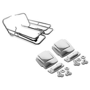 Set: Kofferträger Twin Rail für Harley Electra Glide Ultra Classic 97-08 Schutzbügel Craftride + Topcase Verschluss Set für Harley Electra Glide Ultra Classic 89-13 Scharnier Craftride chrom_1