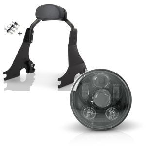 Set: Sissy Bar S1 für Harley Davidson Sportster Forty-Eight 48 10-20 abnehmbar mit Docking Kit schwarz Craftride + Hauptscheinwerfer LED 5,75 Zoll für Harley Sportster Forty-Eight 48 10-20 schwarz von Craftride_1