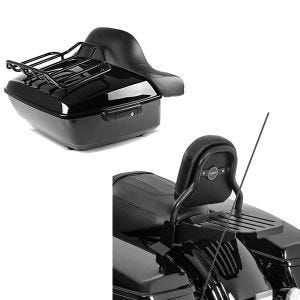 Set: Topcase King NLB für Harley Davidson Street Glide 14-21 Craftride + Sissy Bar CXS Fix für Harley Street Glide 14-21 mit Gepäckträger schwarz Craftride_1
