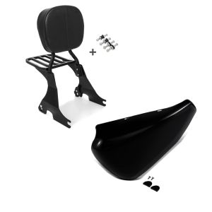 Set: Sissybar für Harley Davidson Sportster 883 Iron 09-20 Craftride inkl. Gepäckträger und Docking Kit schwarz + Batterieabdeckung Harley Sportster 883 Iron 14-20 Craftride Seitendeckel links in schwarz_1