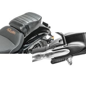 Set: Sozius Sitz mit Polsterung für Harley Sportster Forty-Eight 48/ 883 Iron Craftride + LED Lenkerblinker für Harley Davidson Sportster Forty-Eight 48 / Special Lumitecs Blinker M2 getönt_1