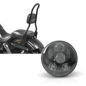 Set: Sissy Bar CSL Fix für Harley Dyna Street Bob 09-17 schwarz Craftride + Hauptscheinwerfer LED 5,75 Zoll für Harley Dyna Street Bob 06-17 schwarz von Craftride_1