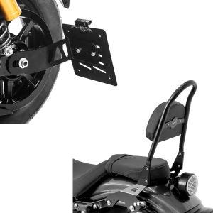 Set: Sissybar Yamaha XV 950 / R 14-20 Craftride Fast Rider-M schwarz + Seitlicher Kennzeichenhalter für Yamaha XV 950 / R 14-20 Craftride schwarz_1