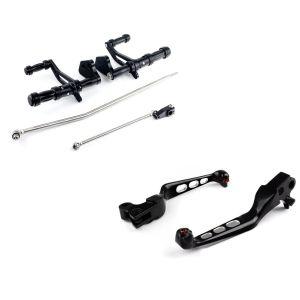 Set: Vorverlegte Fußrastenanlage für Harley Dyna Street Bob 06-17 Craftride schwarz + Bremshebel und Kupplungshebel Set Edge Cut Harley Davidson Dyna Street Bob 06-17 schwarz Craftride_1