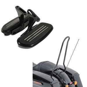 Set: Beifahrer Trittbretter + Halter CF2B für Harley Street Glide Special 15-21 Craftride + Sissybar für Harley Street Glide Special 15-21 Craftride Solo schwarz_1