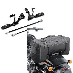 Set: Vorverlegte Fußrastenanlage für Harley Sportster 1200 Nightster 08-12 Craftride schwarz + Hecktasche für Harley Sportster 1200 Nightster SQ1 Craftride 52l schwarz_1