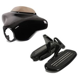 Set: Batwing Verkleidung Set für Harley Street Glide 06-13 Craftride + Beifahrer Trittbretter + Halter CF2B für Harley Street Glide 06-21 Craftride_1