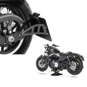 Set: Seitlicher Kennzeichenhalter für Honda Shadow VT 600 C 88-00 Craftride schwarz + Hebebühne für Honda Shadow VT 750 / 600 / 125 C Scherenheber ConStands Mini-Lift schwarz_1