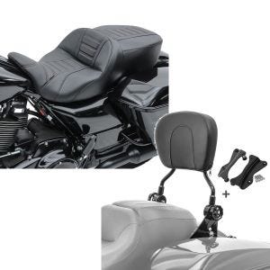 Set: Sitzbank für Harley Street Glide Special 15-21 Craftride TG3 in schwarz + Sissy Bar Vario für Harley Street Glide Special 15-21 mit Docking-Kit schwarz Craftride_1