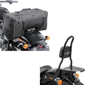 Set: Sissybar Harley Davidson Softail 18-21 Craftride Fast Rider-M inkl. Gepäckträger schwarz + Hecktasche für Harley Softail Street Bob SQ1 Craftride 52l schwarz_1