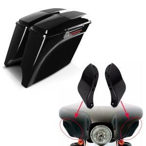 Set: Seitenkoffer Stretched für Harley Street Glide (FLHX) 06-13 Lautsprecher Latch Black Craftride + Seitlicher Spoiler für Harley Street Glide 06-13 schwarz Craftride_1
