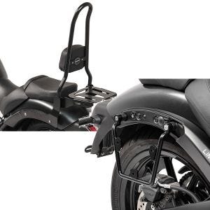 Set: Sissy Bar XL3 für Kawasaki Vulcan S / Café 15-20 mit Gepäckträger schwarz Craftride + Satteltaschenhalter für Kawasaki Vulcan S / Café 15-20 rechts Satteltaschen Abstandshalter Craftride_1