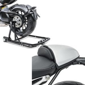 Set: Rangierhilfe BMW R NineT 14-21 Montageständer ConStands Single Mover Schwarz + Soziusabdeckung für BMW R NineT 14-21 Höckerabdeckung Zaddox in silber_1